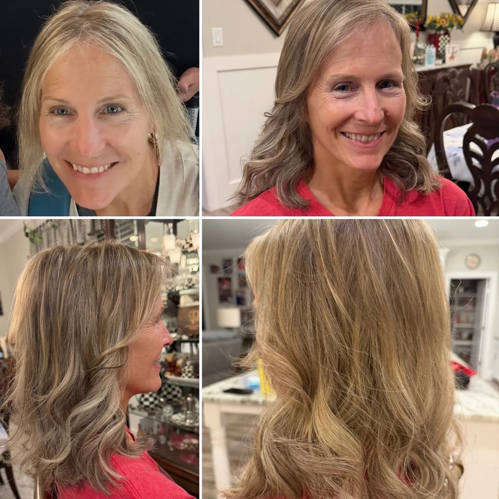 Before and after highlights with a cut and blow-dry